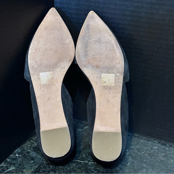 Black Leather J Crew Pointed Toe Flats Size 8 Fairycore Minimalist Career Work - Picture 10 of 10